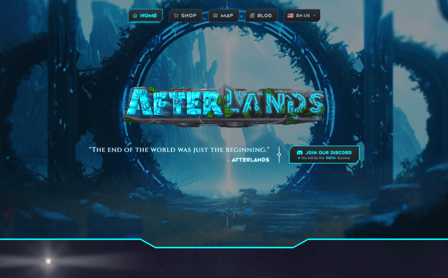 AfterLands hero with a glowing portal in a dark forest