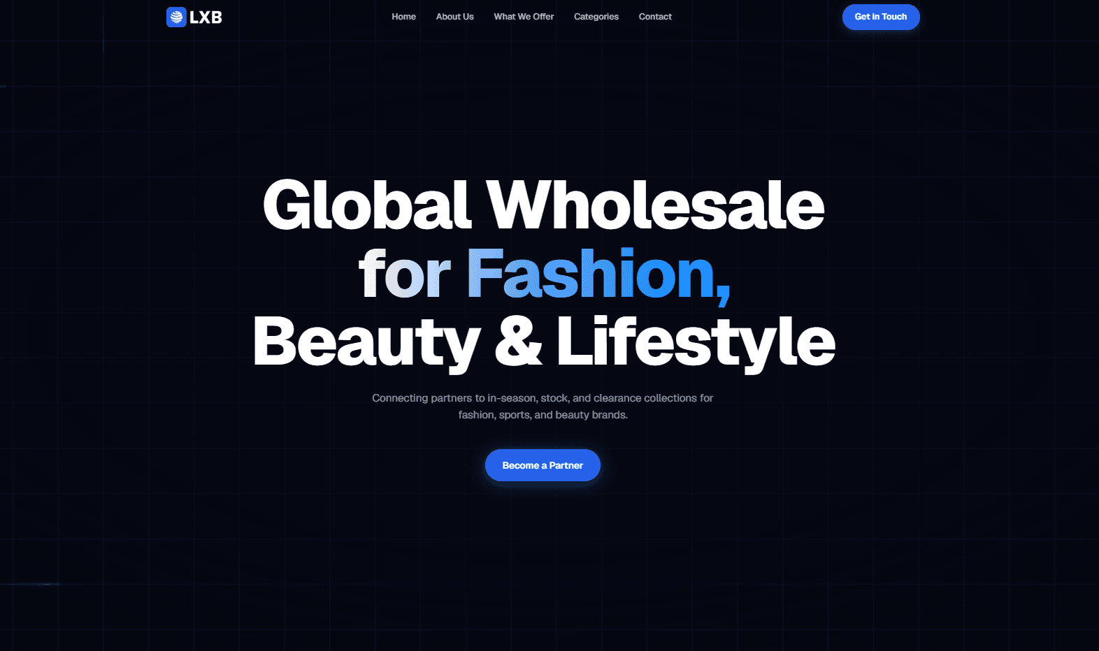 LuxeBazaar hero with the animated canvas grid