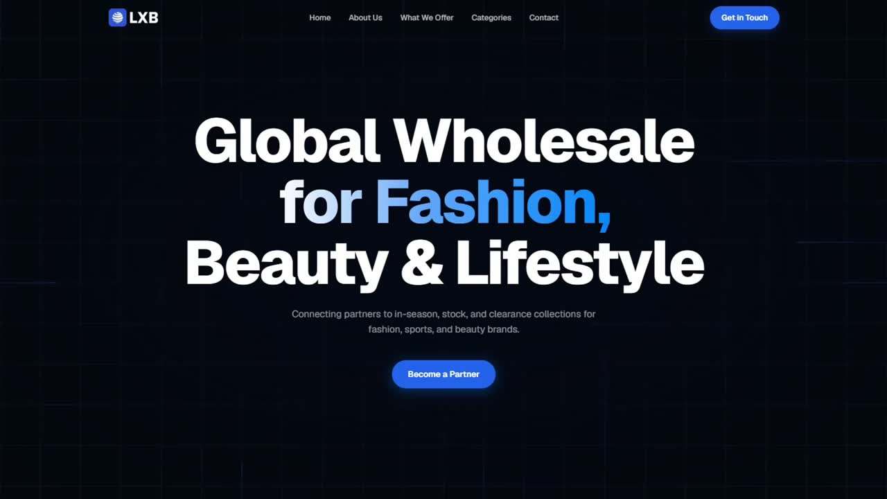 LuxeBazaar hero with the animated canvas grid